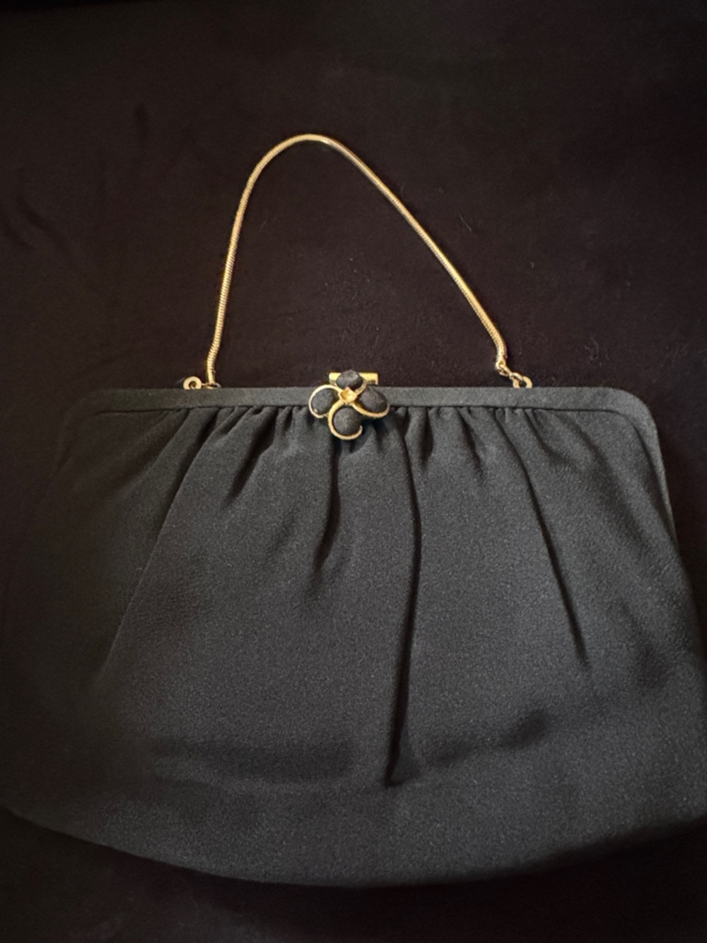 Classic Black Evening Handbag with Gold Chain
